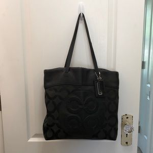 Coach black fabric and leather purse